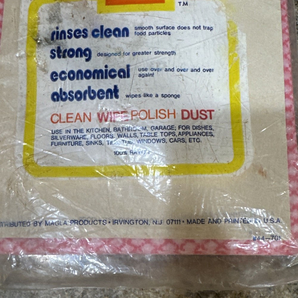 Vtg Magla Easy Wipe 10 Re-Usable Wiping Clothes Pink 24" x 14" Kitchen Cleaning - Picture 5 of 6